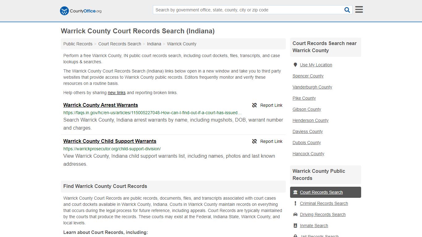 Court Records Search - Warrick County, IN (Adoptions ...