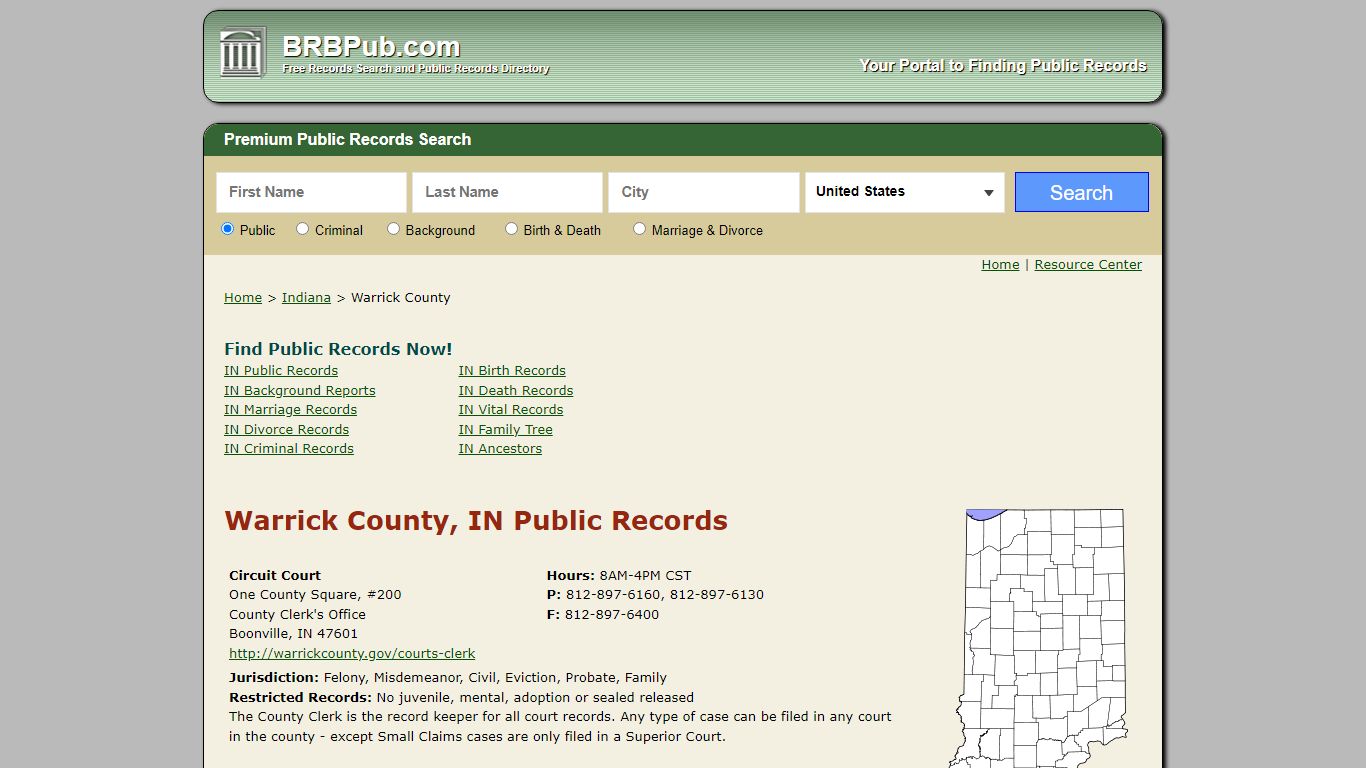 Warrick County Public Records | Search Indiana Government ...